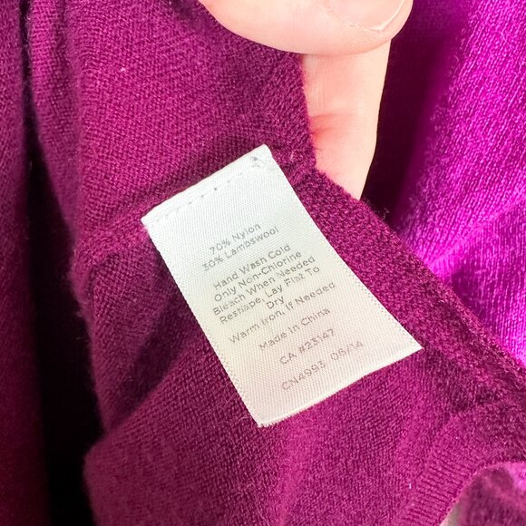 Talbots Women's Size M Purple Pink Lambswool Colorblock Sweater Soft Workwear - Picture 6 of 7